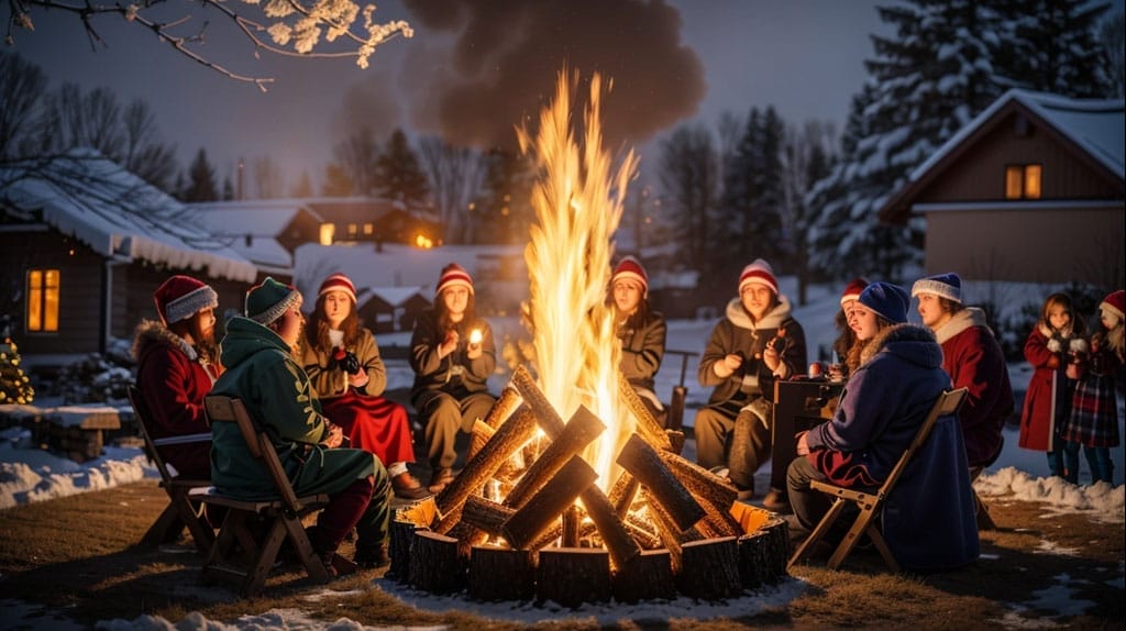 Yule log fire pagan tradition