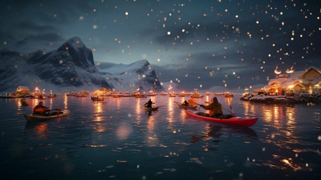 Christmas kayaking event in Greenland