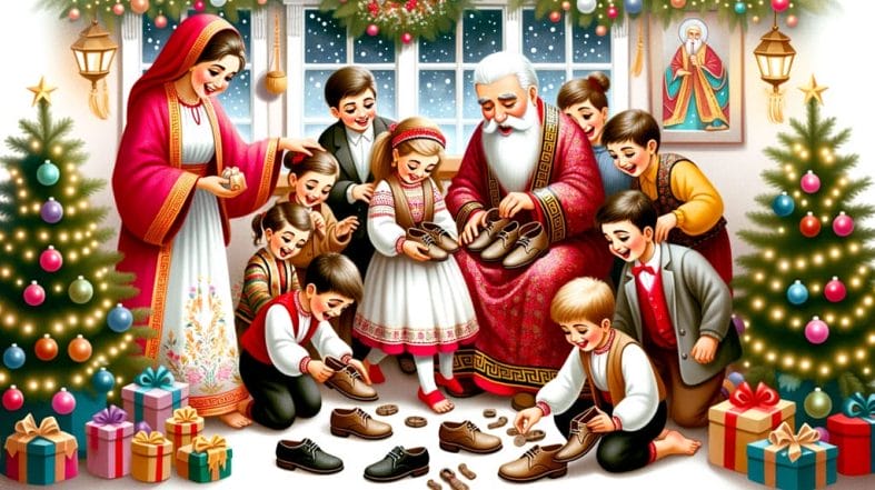Feast of St. Nicholas where Greek Children receive gifts in their shoe