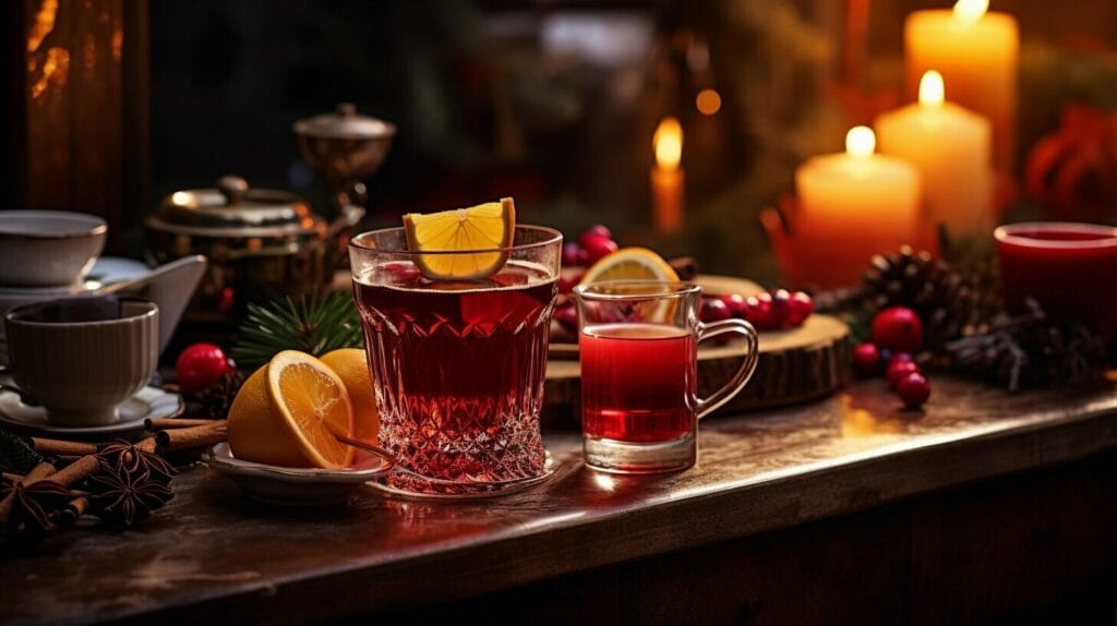 Hungarian festive beverages and ornaments