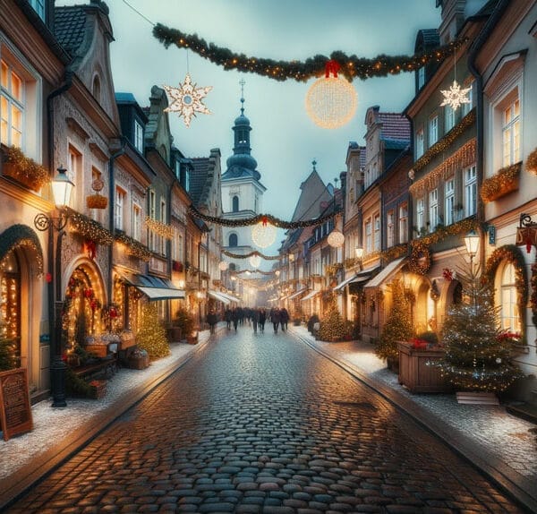 Polish Christmas Traditions - Polish Christmas street scene