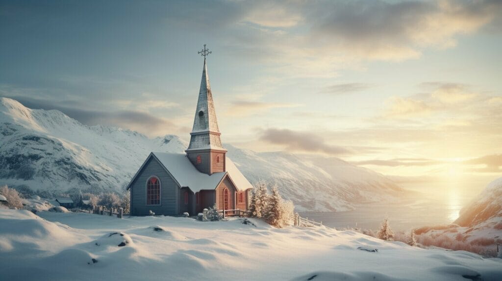 church in Greenland during Christmas Eve service church in Greenland during Christmas Eve service