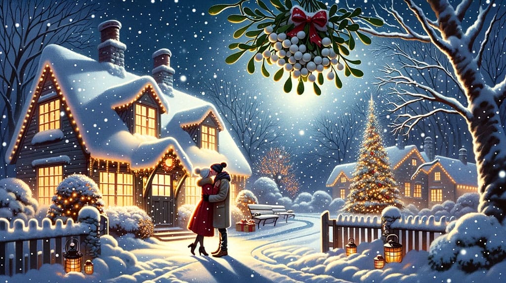 Kissing under Christmas Mistletoe