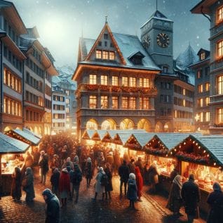 Swiss holiday market is held in Zurich's Old Town