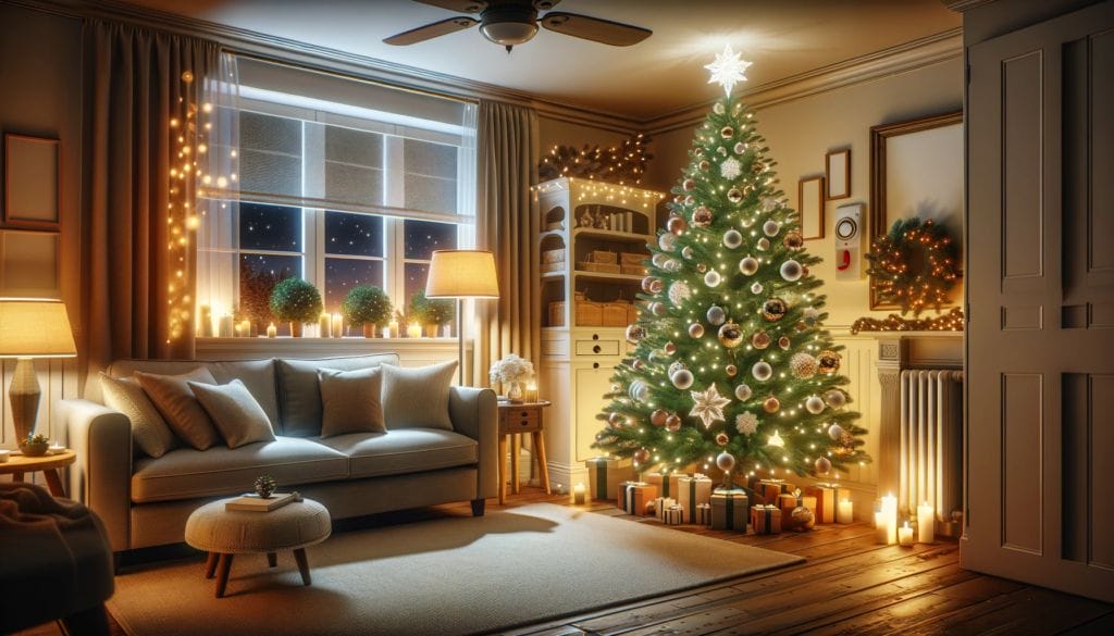 Christmas Tree in a cozy living room